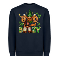 Navy St. Patrick's Bad and boozy with gnome Heavyweight Sweatshirt - HowdyJamesFarm