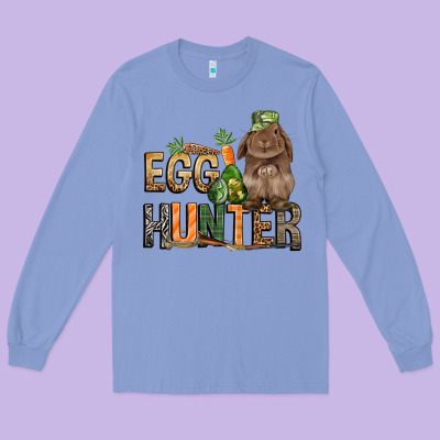 Egg Hunter With Rabbit Easter Day Long Sleeve Tee Designed By Howdyjamesfarm