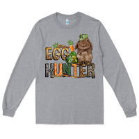 Heather Grey Egg hunter with rabbit Easter Day Long Sleeve Tee - HowdyJamesFarm