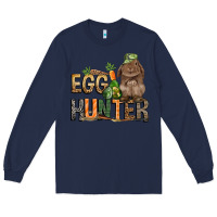Navy Egg hunter with rabbit Easter Day Long Sleeve Tee - HowdyJamesFarm