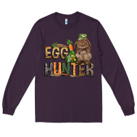 Plum Egg hunter with rabbit Easter Day Long Sleeve Tee - HowdyJamesFarm