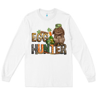White Egg hunter with rabbit Easter Day Long Sleeve Tee - HowdyJamesFarm