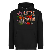 Black Little Miss Cotton Tail Heavyweight Hoodie - CowhideDigitalArt