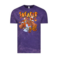 Cloud Purple orange galaxy sneaker girl afro woman Vintage Tee - RanaPortraitStore