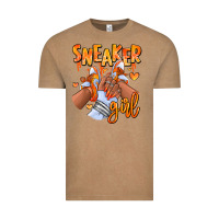 Orange Galaxy Sneaker Girl Afro Woman Vintage Tee | Teevron