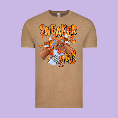 Orange Galaxy Sneaker Girl Afro Woman Vintage Tee Designed By Ranaportraitstore
