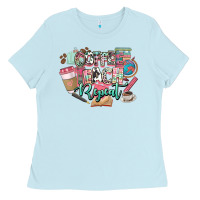 Baby Blue coffee teach repeat teacher Ladies Tee - NancyCooperArtShop