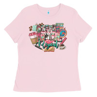 Bubblegum Pink coffee teach repeat teacher Ladies Tee - NancyCooperArtShop