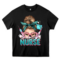 Black nurse life messy bun Heavy Core Tee - NancyCooperArtShop