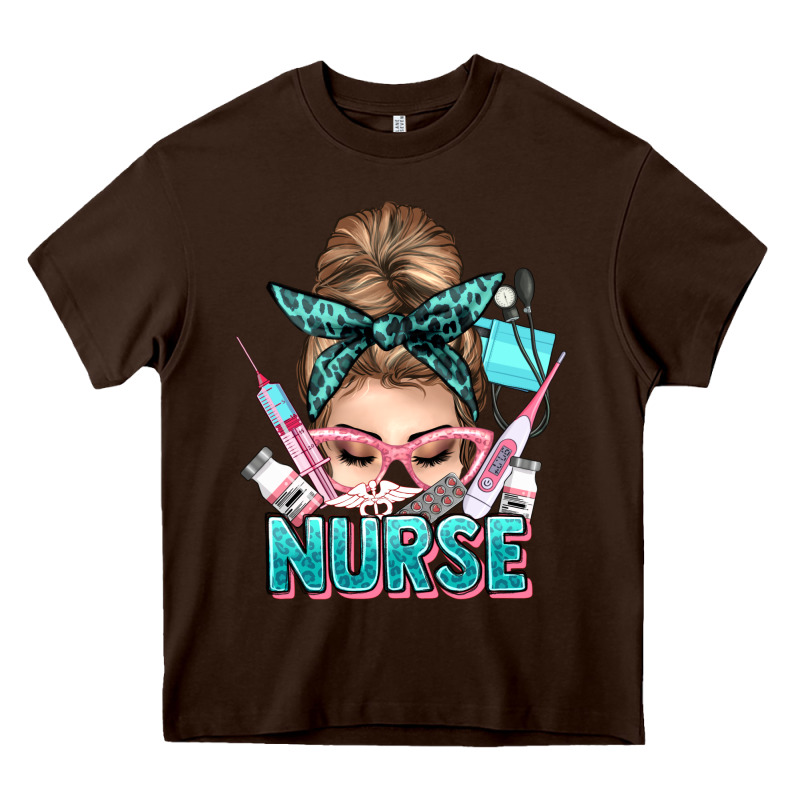 Nurse Life Messy Bun Heavy Core Tee by NancyCooperArtShop | Teevron