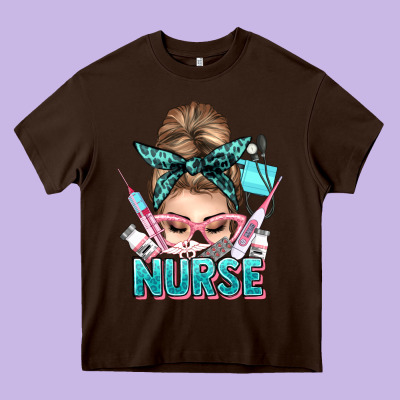 Nurse Life Messy Bun Heavy Core Tee Designed By Nancycooperartshop