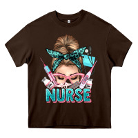Chocolate Brown nurse life messy bun Heavy Core Tee - NancyCooperArtShop