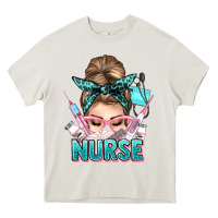 Cream nurse life messy bun Heavy Core Tee - NancyCooperArtShop