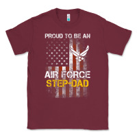 Burgundy Hot Trend Proud Air Force Step-Dad American Flag Classic Tee - PixelWave