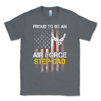 Charcoal Heather Hot Trend Proud Air Force Step-Dad American Flag Classic Tee - PixelWave