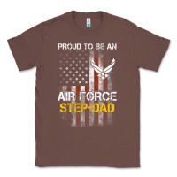 Chestnut Hot Trend Proud Air Force Step-Dad American Flag Classic Tee - PixelWave