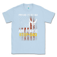 Dusty Blue Hot Trend Proud Air Force Step-Dad American Flag Classic Tee - PixelWave