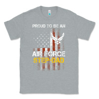 Heather Grey Hot Trend Proud Air Force Step-Dad American Flag Classic Tee - PixelWave
