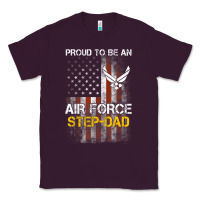 Plum Hot Trend Proud Air Force Step-Dad American Flag Classic Tee - PixelWave