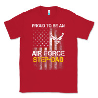 Red Hot Trend Proud Air Force Step-Dad American Flag Classic Tee - PixelWave