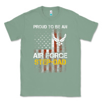 Sage Hot Trend Proud Air Force Step-Dad American Flag Classic Tee - PixelWave