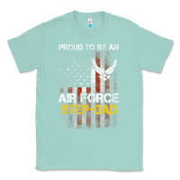 Seafoam Hot Trend Proud Air Force Step-Dad American Flag Classic Tee - PixelWave