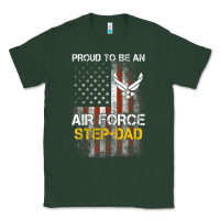 Sports Green Hot Trend Proud Air Force Step-Dad American Flag Classic Tee - PixelWave
