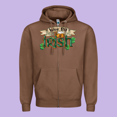 Wee Bit Irish St Patrick's Day Zipper Hoodie Designed By Fadigitalartstudio
