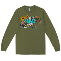 Army Green mama bear sunflowers leopard cowhide mother's day Long Sleeve Tee - Jasminsmagicworld