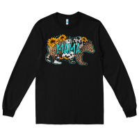 Black mama bear sunflowers leopard cowhide mother's day Long Sleeve Tee - Jasminsmagicworld