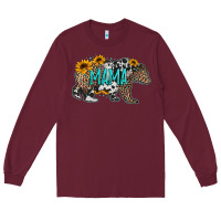 Burgundy mama bear sunflowers leopard cowhide mother's day Long Sleeve Tee - Jasminsmagicworld