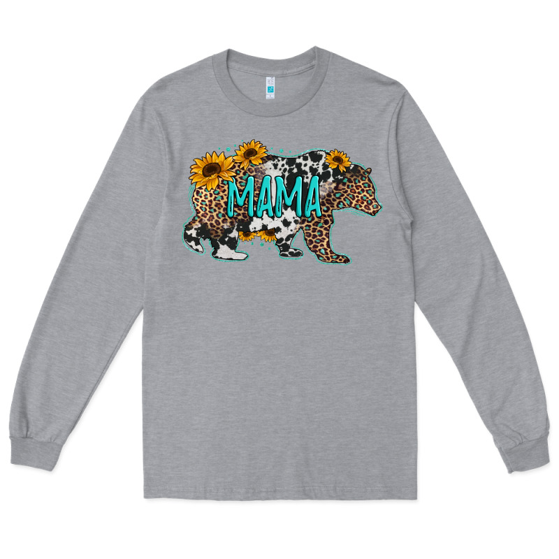 Mama Bear Sunflowers Leopard Cowhide Mother's Day Long Sleeve Tee by Jasminsmagicworld | Teevron