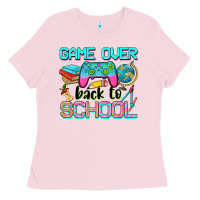 Bubblegum Pink game over back to school Ladies Tee - NancyCooperArtShop