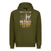 Army Green Hot Trend Proud Air Force Step-Dad American Flag Premium Hoodie - PixelWave