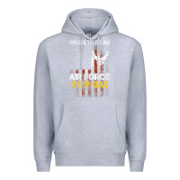 Heather Grey Hot Trend Proud Air Force Step-Dad American Flag Premium Hoodie - PixelWave