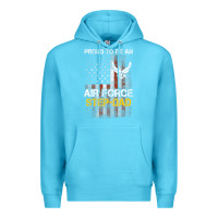 Ocean Blue Hot Trend Proud Air Force Step-Dad American Flag Premium Hoodie - PixelWave