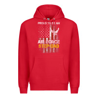 Red Hot Trend Proud Air Force Step-Dad American Flag Premium Hoodie - PixelWave