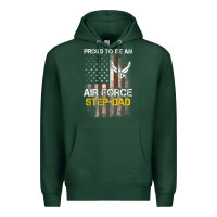 Sports Green Hot Trend Proud Air Force Step-Dad American Flag Premium Hoodie - PixelWave