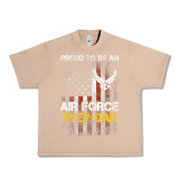Burro Hot Trend Proud Air Force Step-Dad American Flag Urban Heavy Tee - PixelWave