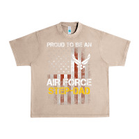 French Oak Hot Trend Proud Air Force Step-Dad American Flag Urban Heavy Tee - PixelWave