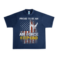 Navy Hot Trend Proud Air Force Step-Dad American Flag Urban Heavy Tee - PixelWave