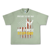 Oil Green Hot Trend Proud Air Force Step-Dad American Flag Urban Heavy Tee - PixelWave
