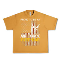 Peanut Butter Hot Trend Proud Air Force Step-Dad American Flag Urban Heavy Tee - PixelWave