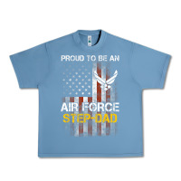 Pebble Blue Hot Trend Proud Air Force Step-Dad American Flag Urban Heavy Tee - PixelWave