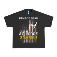 Pigment Black Hot Trend Proud Air Force Step-Dad American Flag Urban Heavy Tee - PixelWave