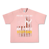 Salmon Hot Trend Proud Air Force Step-Dad American Flag Urban Heavy Tee - PixelWave