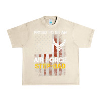 Sandshell Hot Trend Proud Air Force Step-Dad American Flag Urban Heavy Tee - PixelWave