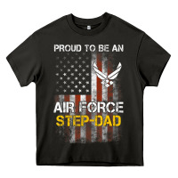 Asphalt Hot Trend Proud Air Force Step-Dad American Flag Heavy Core Tee - PixelWave