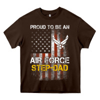 Chocolate Brown Hot Trend Proud Air Force Step-Dad American Flag Heavy Core Tee - PixelWave