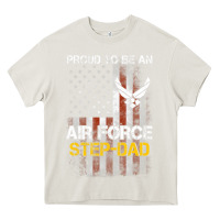 Cream Hot Trend Proud Air Force Step-Dad American Flag Heavy Core Tee - PixelWave